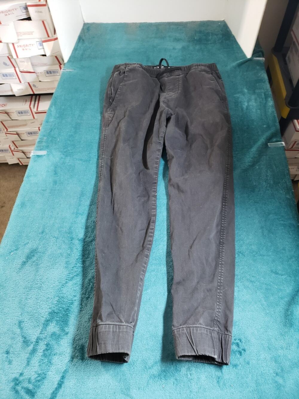 Hollister Jeans Size Medium Mens Black Pants Stretch Elastic Waist Skinny Jogger